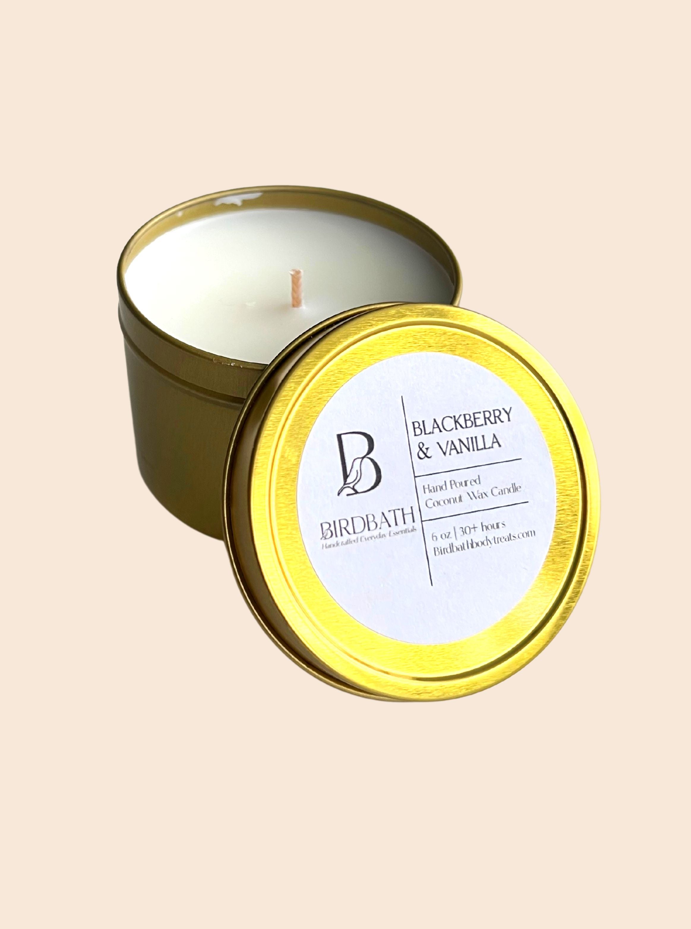 Blackberry & Vanilla Coconut Wax Candle in Gold Travel Tin