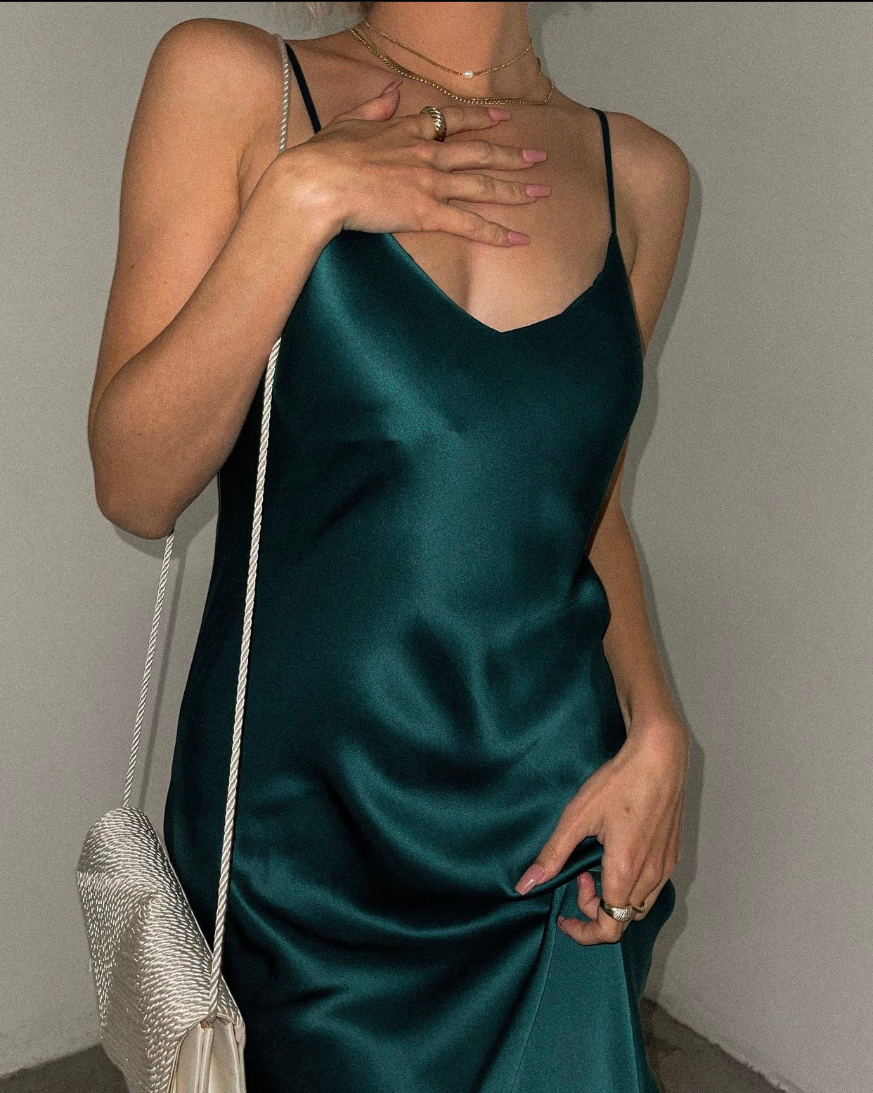 Deep Emerald Green#Slip Dress XS / Deep Emerald Green The Sunday Silk Slip Dress (Adjustable Straps and Built In Bra) lunya morgan lane deep-emerald-green
