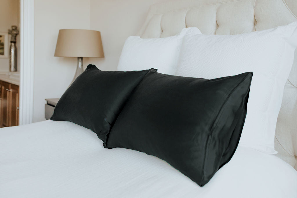 Black Caviar#100% Mulberry Silk Pillow Cases - 19 momme | Mulberry Silk Silk Pillowcase Silk Pillow Case lunya morgan lane black-caviar