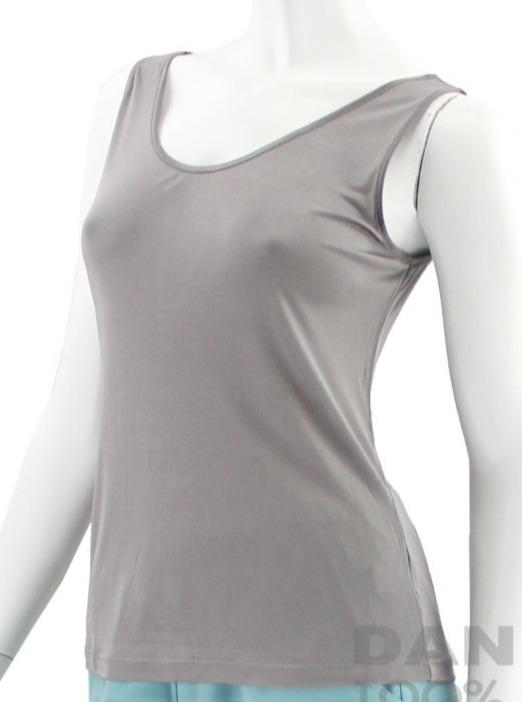 Tank Top US M Petite (Euro XL) / Charcoal Gray Women's Basic Silk Scoop Neck Tank Top lunya morgan lane