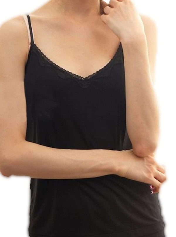 Tank Top US XS Petite (Euro M) / Black Lace V-Neck Knit Silk Women's Camisole lunya morgan lane