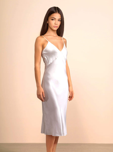 Aphrodite Bridal White Silk Slip Dress · Light Champagne