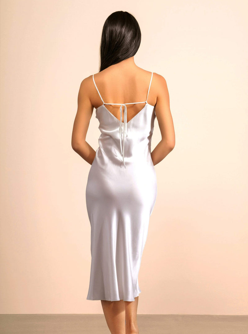 Aphrodite White Silk Slip Dress · Light Champagne lunya morgan lane