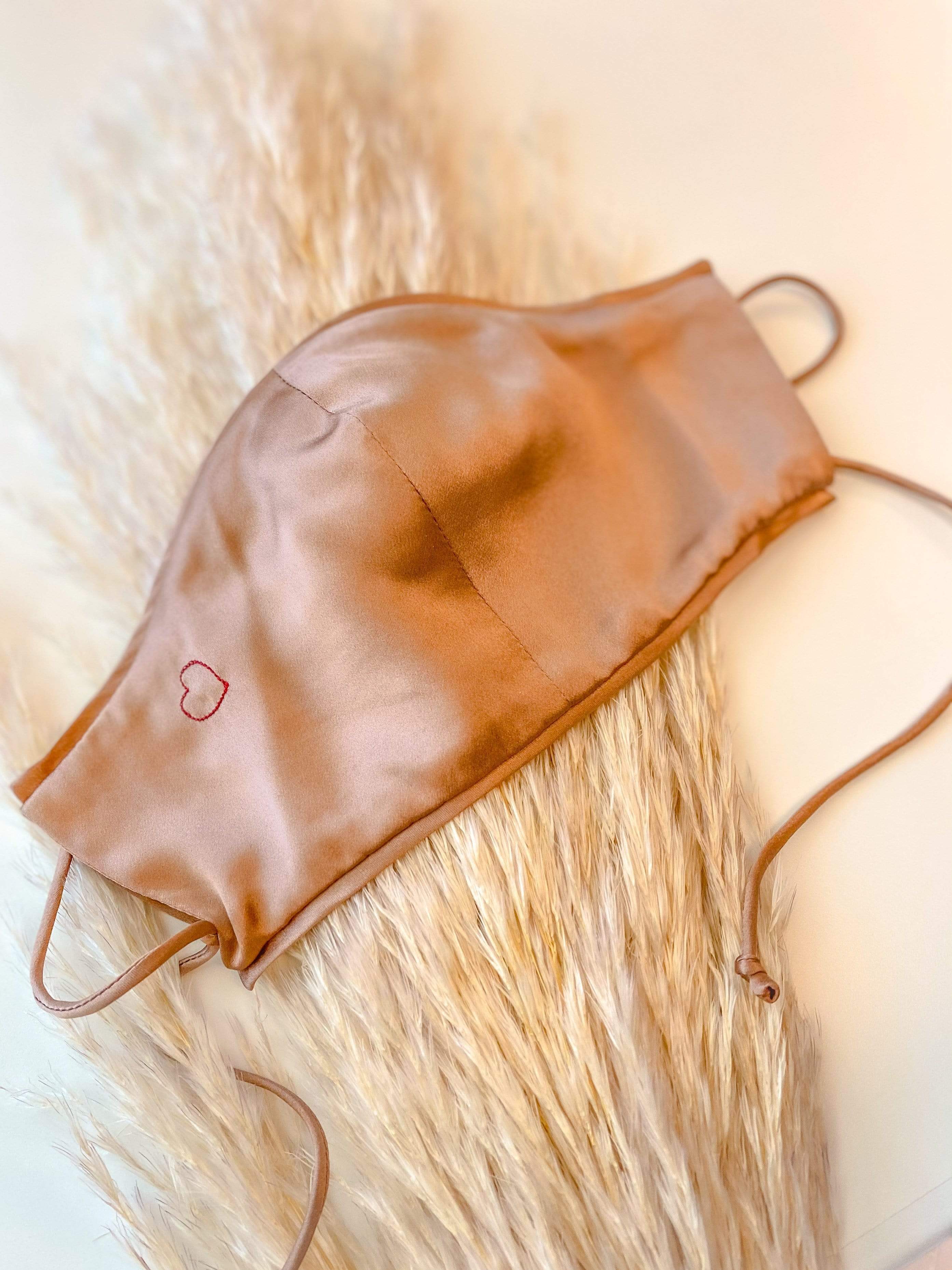 Face Mask Sunset Rose Breathable Mulberry Silk Love Face Mask - Triple Layer, Adjustable Straps, Heart Embroidery lunya morgan lane
