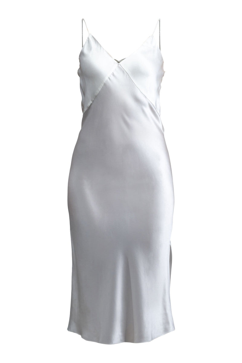 M Aphrodite White Silk Slip Dress · Light Champagne lunya morgan lane