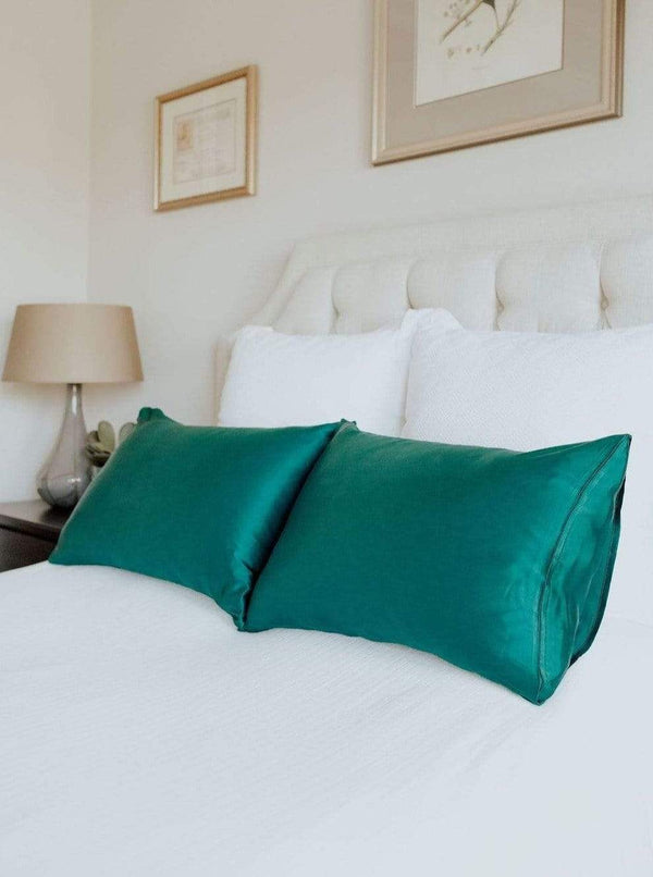 Deep Emerald Green#100% Mulberry Silk Pillow Cases - 19 momme | Mulberry Silk Silk Pillowcase Silk Pillow Case lunya morgan lane deep-emerald-green