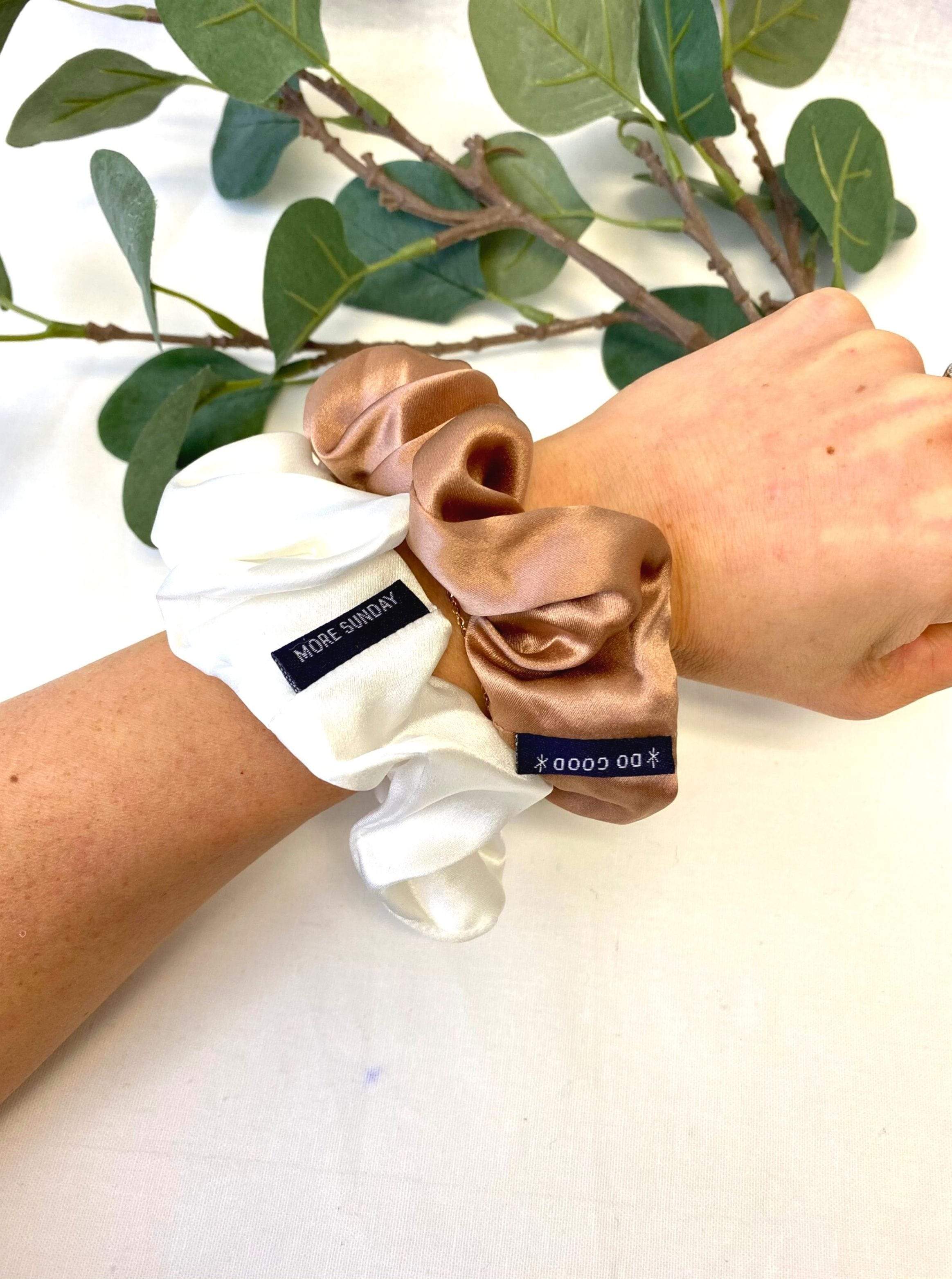 Silk Scrunchie Hair Accessory Look Polished Anytime | More Sunday Bridal Proposal Scrunchie Sets lunya morgan lane