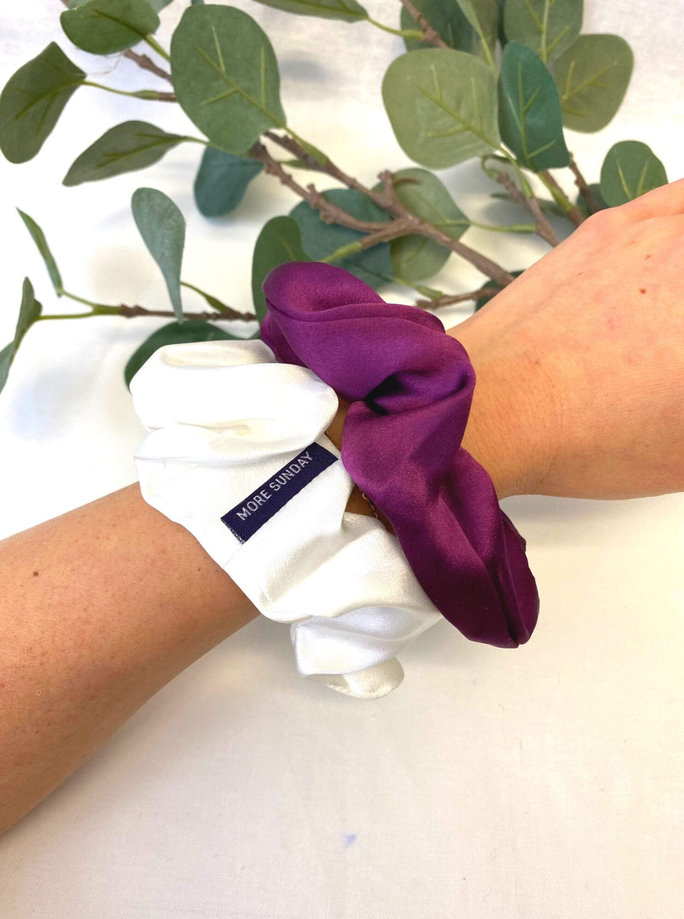 Silk Scrunchie Hair Accessory Look Polished Anytime | More Sunday Bridal Proposal Silk Scrunchie Sets lunya morgan lane mulberry-muse