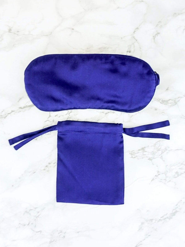 100% Mulberry Silk Sleep Eye Pillow Adjustable Strap | MORE SUNDAY Women's Sleep More Silk Eye Pillow · Royal Blueberry lunya morgan lane