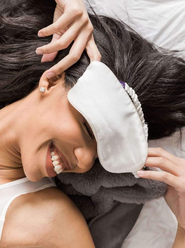 100% Mulberry Silk Sleep Mask Adjustable Strap| MORE SUNDAY Women's Sleep More Silk Eye Pillow · Light Champagne lunya morgan lane
