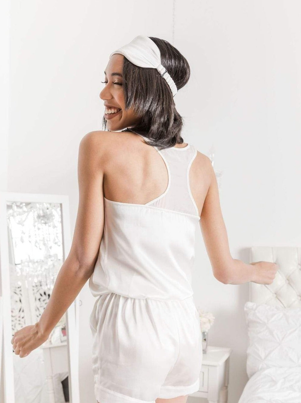 100% Mulberry Silk Sleep Mask Adjustable Strap| MORE SUNDAY Women's Sleep More Silk Eye Pillow · Light Champagne lunya morgan lane