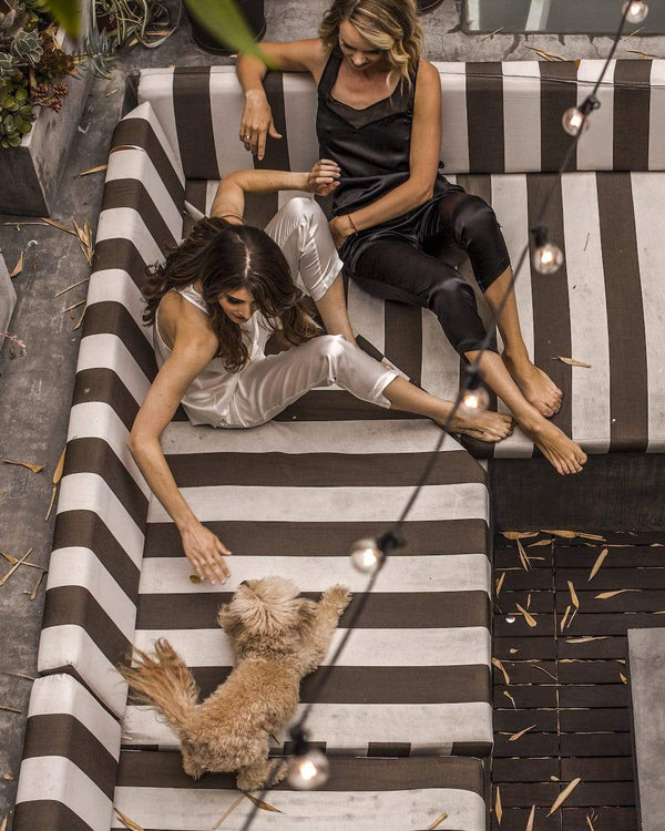 Black Caviar#Washable 100% Mulberry Silk Pajama Set Nº3 | MORE SUNDAY Women's Pajama Set Silk Pajama Set Nº3 lunya morgan lane