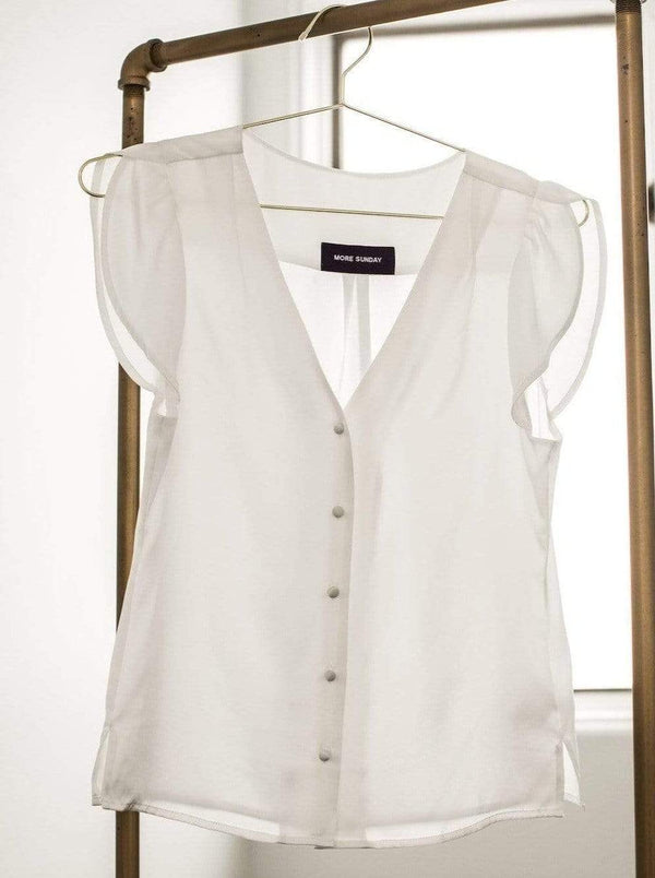 Washable 100% Mulberry Silk Pajama Set Button Up Blouse | MORE SUNDAY Women's Top M Chelsea Silk Button Up Top · Light Champagne lunya morgan lane