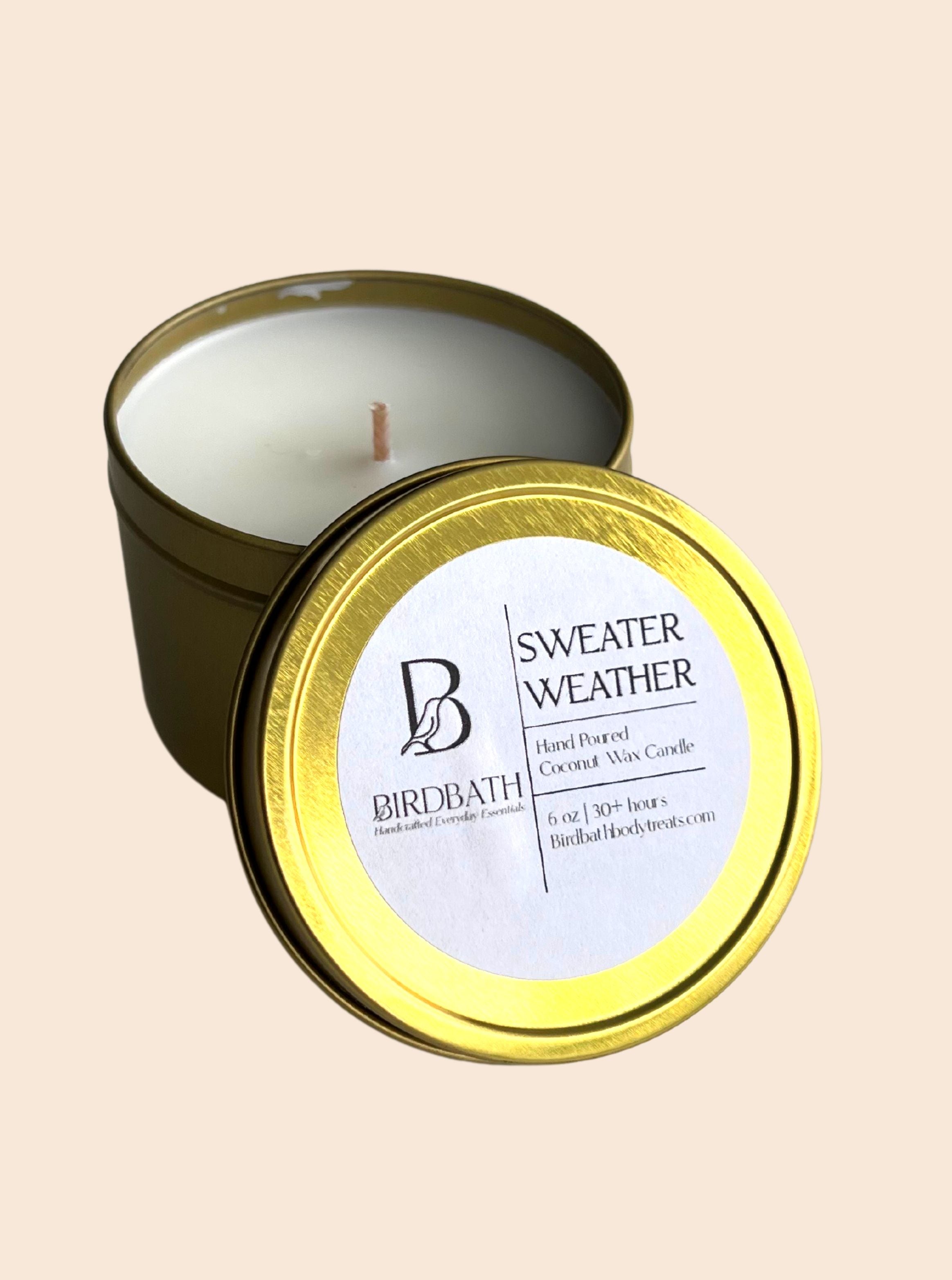 Sweater Weather Coconut Wax Candle in Gold Travel Tin