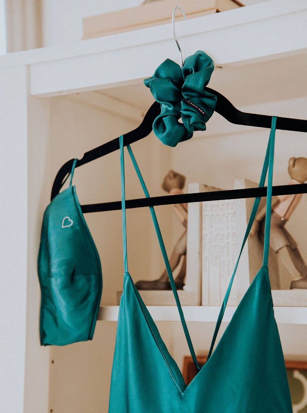 Silk Scrunchie Hair Accessory Look Polished Anytime | More Sunday Scrunchie Mulberry Silk Scrunchie lunya morgan lane deep-emerald-green