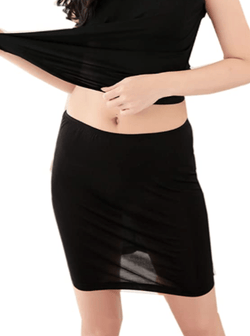 Slip Skirt XS/S Petite / Black Women's Lightweight Short Knit Silk Sheer Slip Skirt lunya morgan lane
