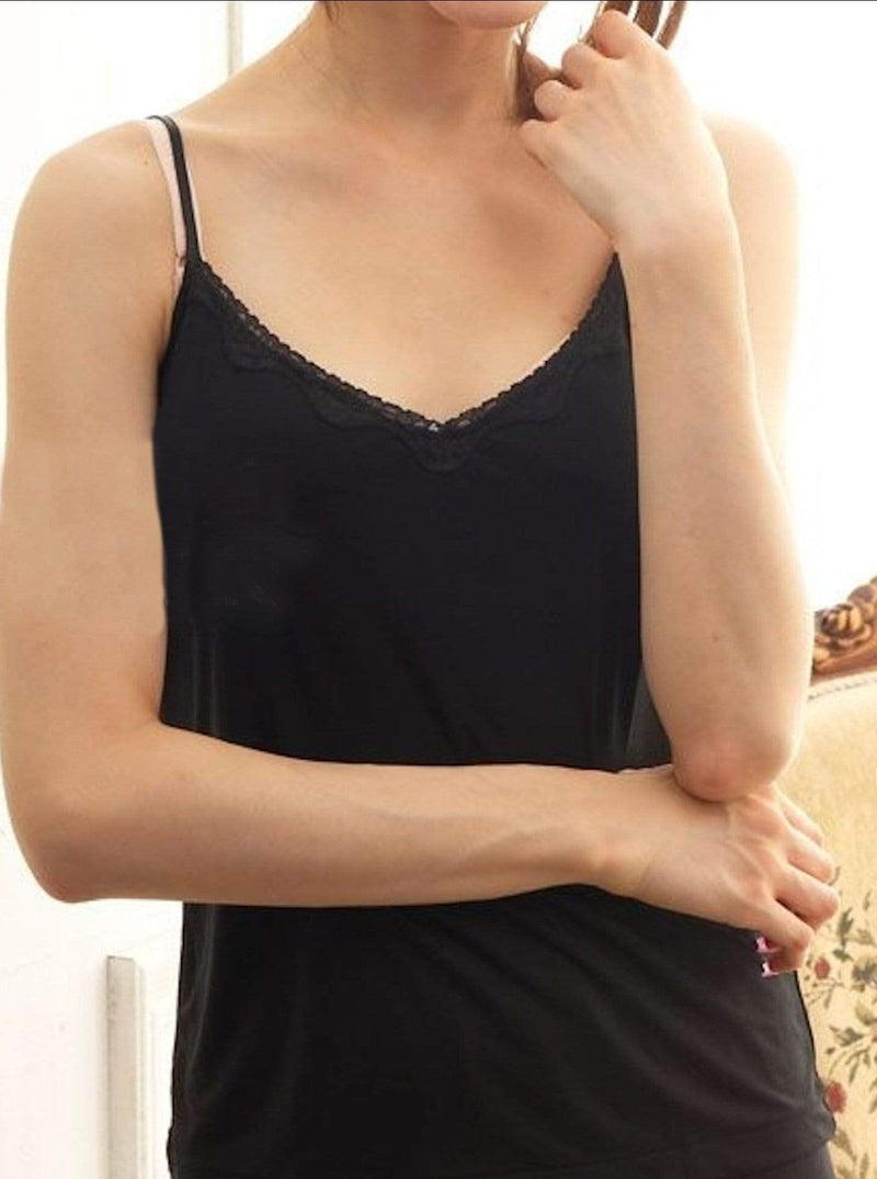 Women's V- Neck Silk Cami Tank Top, Sexy Lace Camisole Undershirts