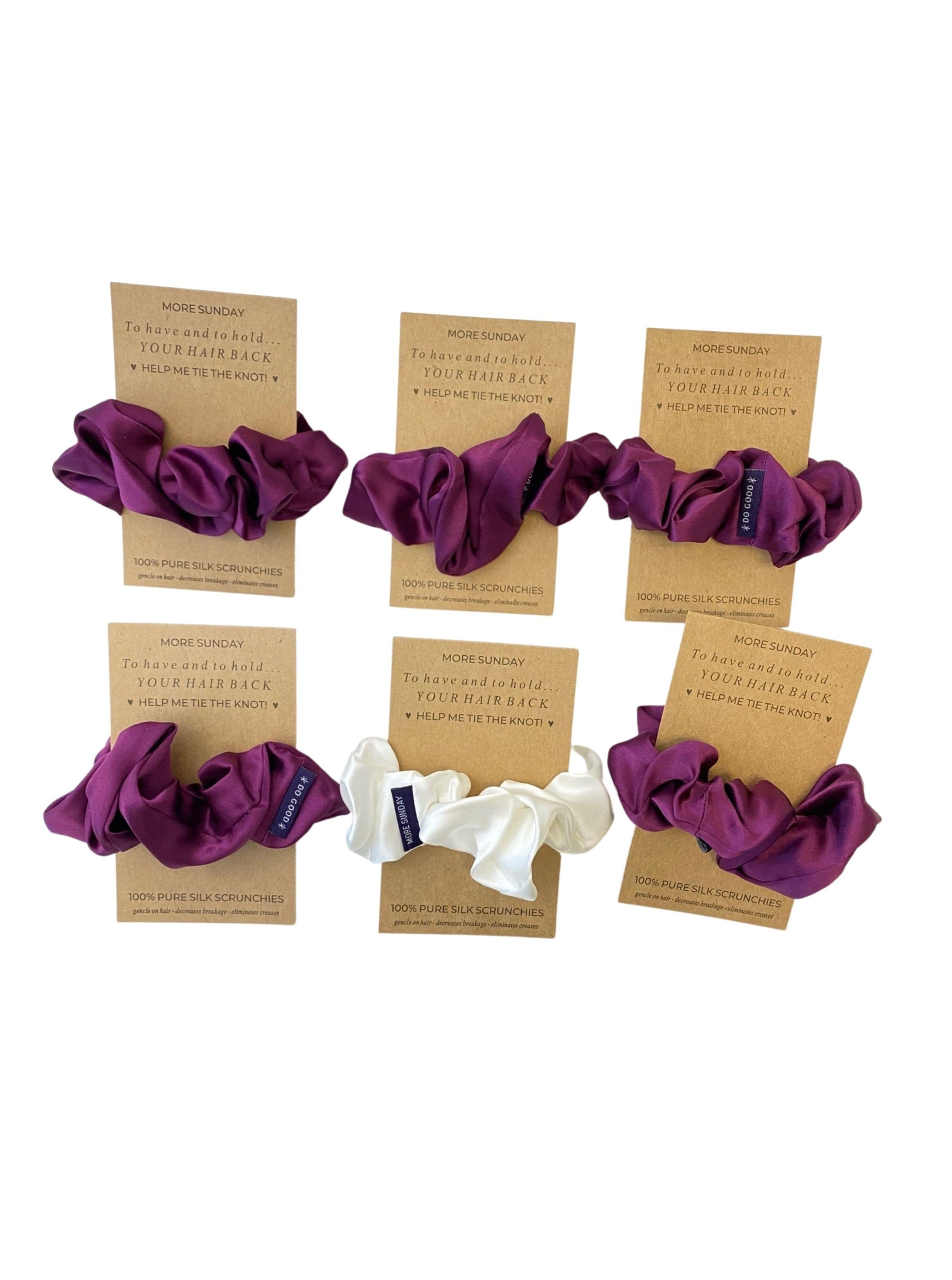 Silk Scrunchie Hair Accessory Look Polished Anytime | More Sunday Mulberry Muse Bridal Proposal Silk Scrunchie Sets lunya morgan lane