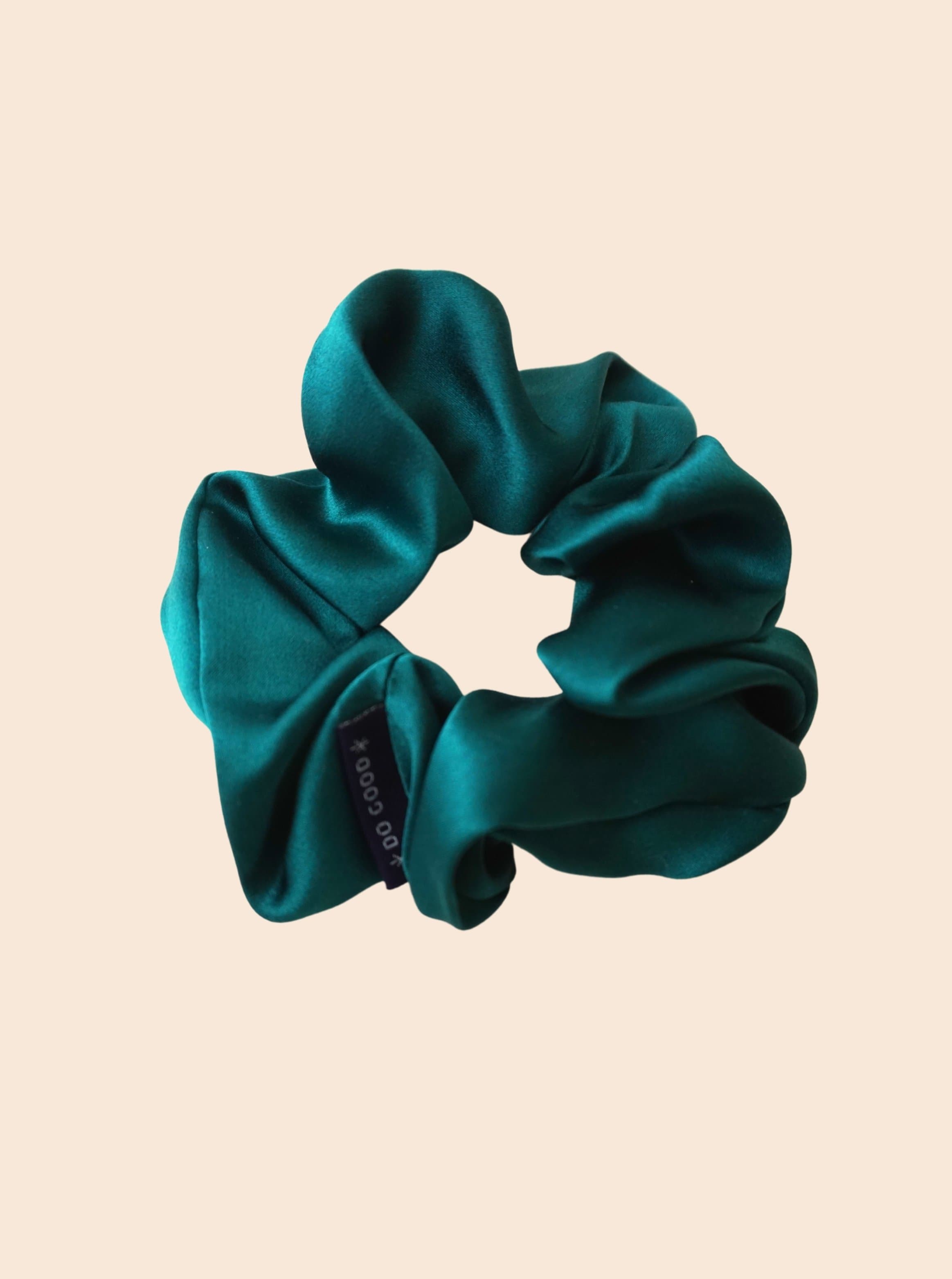 Silk Scrunchie Hair Accessory Look Polished Anytime | More Sunday Scrunchie Deep Emerald Green Mulberry Silk Scrunchie lunya morgan lane