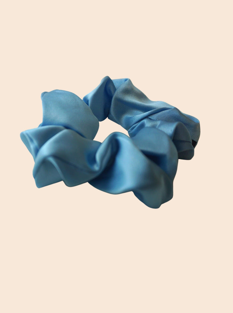 French Blue#Silk Scrunchie Hair Accessory Look Polished Anytime | More Sunday Scrunchie French Blue Mulberry Silk Scrunchie lunya morgan lane