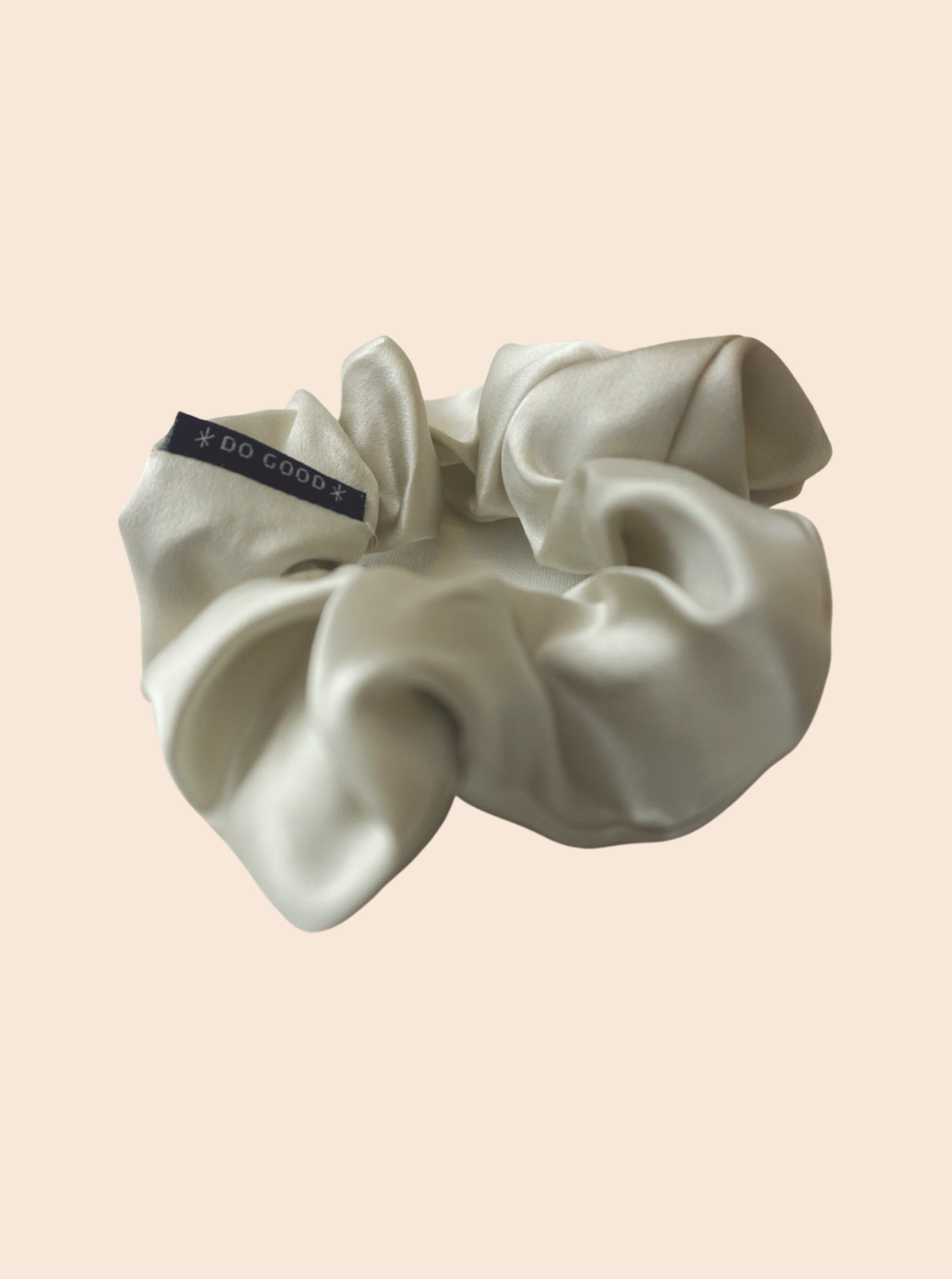 Silk Scrunchie Hair Accessory Look Polished Anytime | More Sunday Scrunchie Silver Mist Grey Mulberry Silk Scrunchie lunya morgan lane