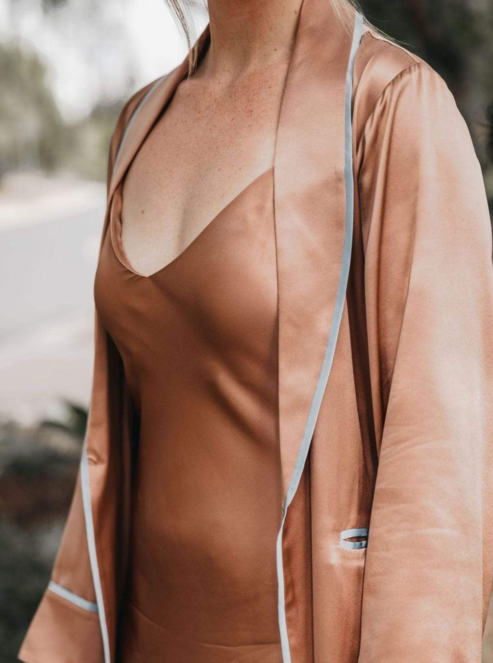 Silk Midi Smoking Robe- Look Good at Home | MORE SUNDAY Silk Midi Smoking Robe lunya morgan lane