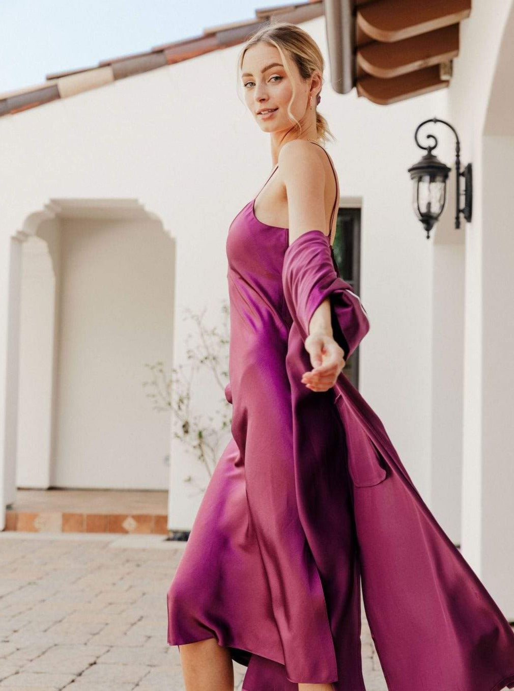 Silk Midi Smoking Robe- Look Good at Home | MORE SUNDAY Silk Midi Smoking Robe lunya morgan lane