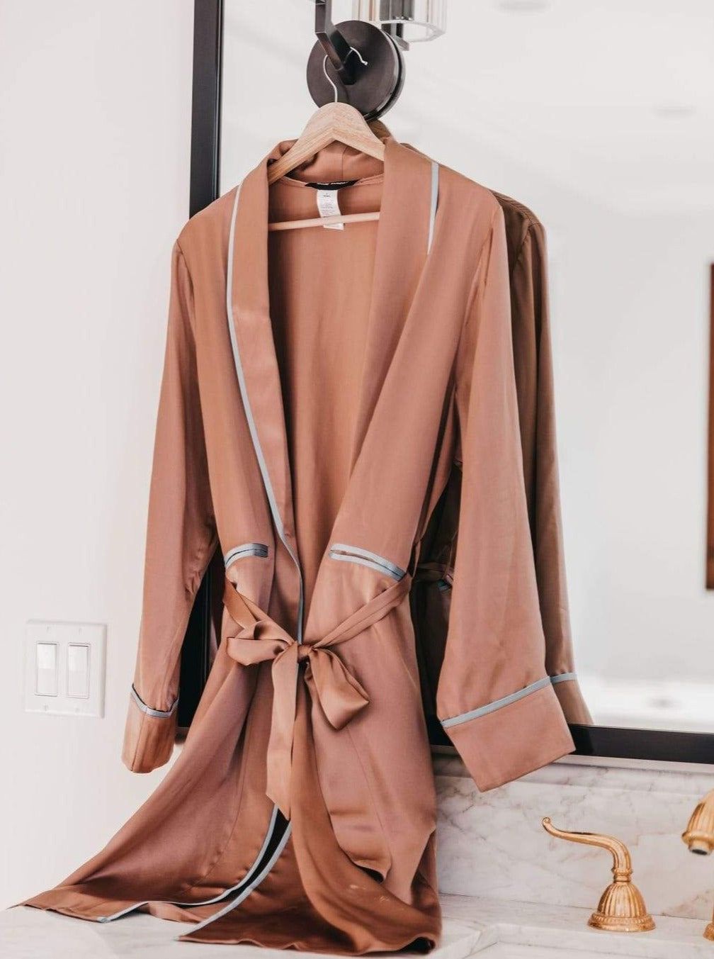 Silk Midi Smoking Robe- Look Good at Home | MORE SUNDAY Silk Midi Smoking Robe lunya morgan lane