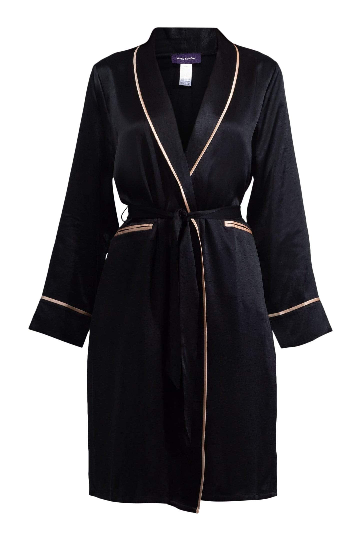 Silk Midi Smoking Robe- Look Good at Home | MORE SUNDAY Unisex Silk Midi Smoking Robe lunya morgan lane black-caviar 