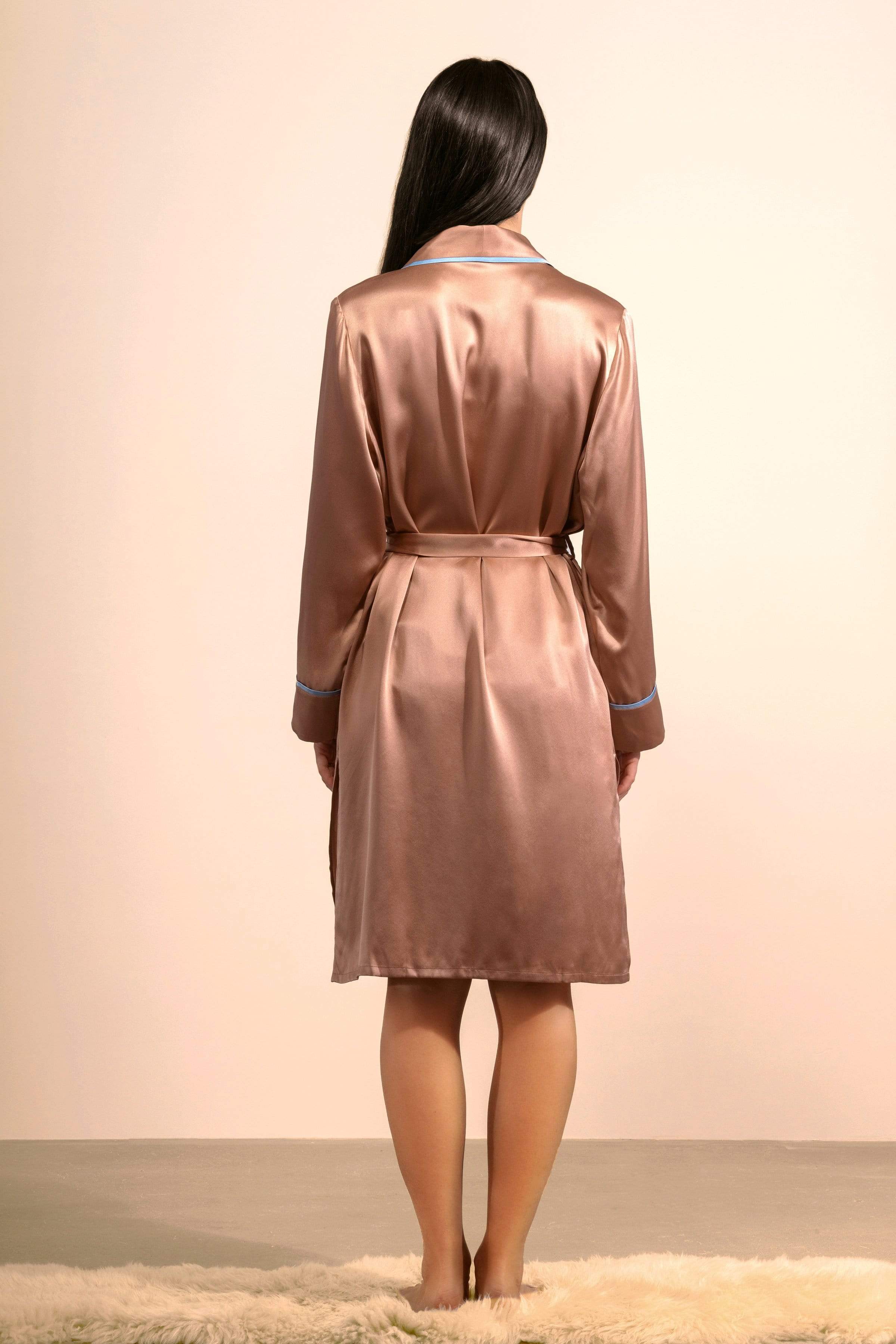 Silk Midi Smoking Robe- Look Good at Home | MORE SUNDAY Unisex Silk Midi Smoking Robe lunya morgan lane