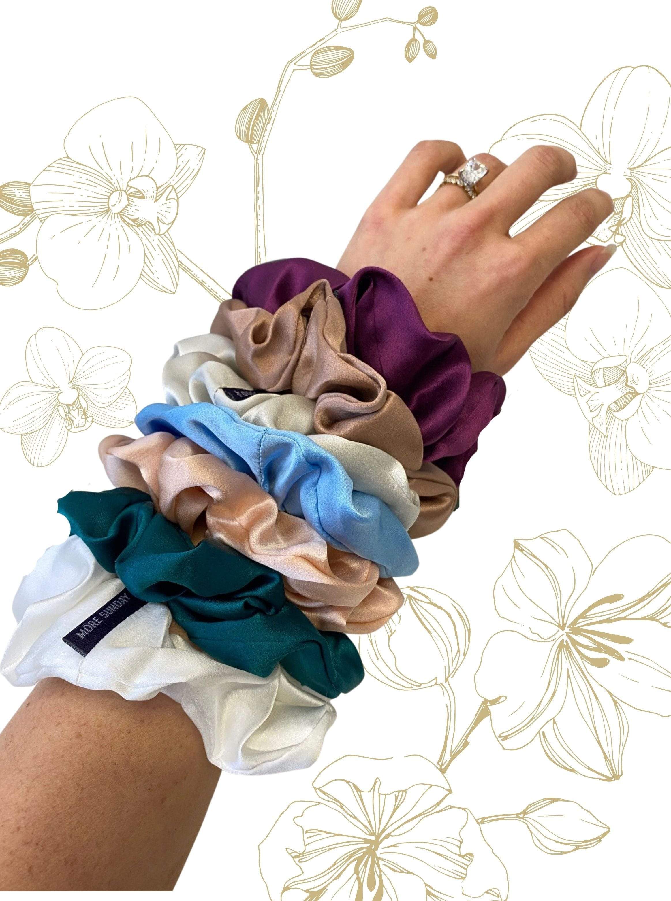 Silk Scrunchie Hair Accessory Look Polished Anytime | More Sunday Bridal Proposal Silk Scrunchie Sets lunya morgan lane