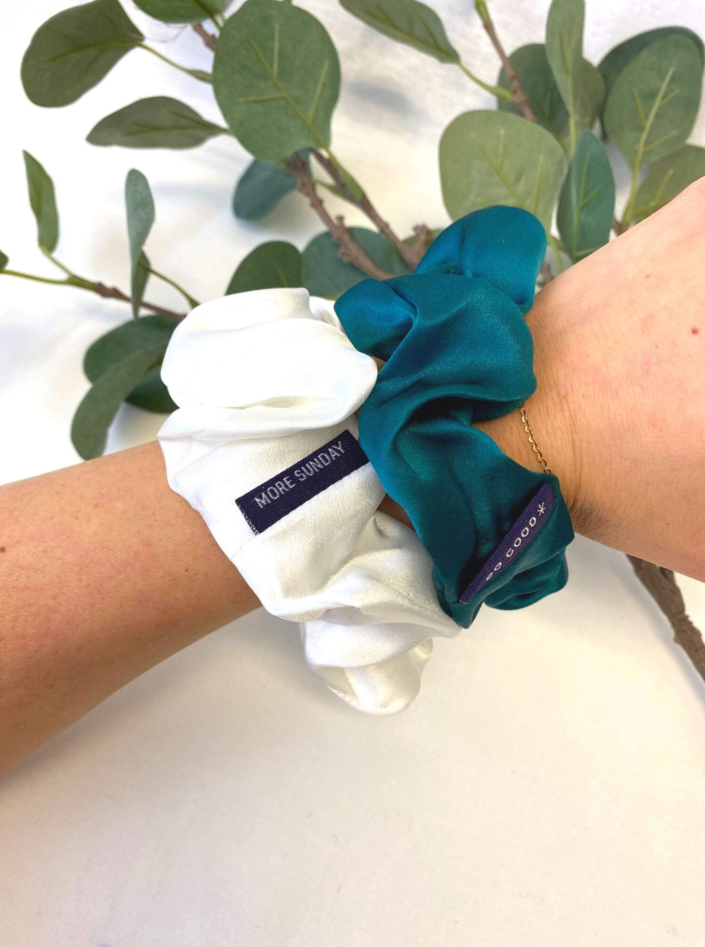 Deep Emerald Green#Silk Scrunchie Hair Accessory Look Polished Anytime | More Sunday Bridal Proposal Silk Scrunchie Sets lunya morgan lane deep-emerald-green