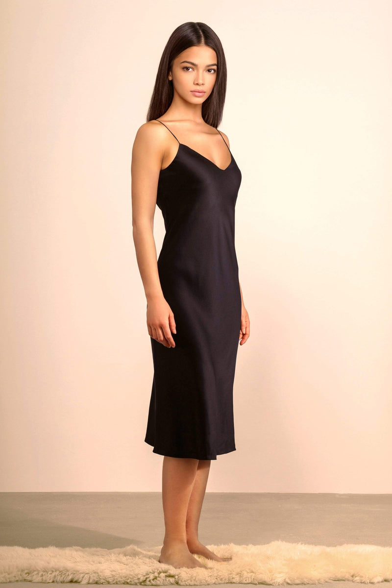 Black Caviar#Slip Dress The Sunday Silk Slip Dress (Adjustable Straps and Built In Bra) lunya morgan lane