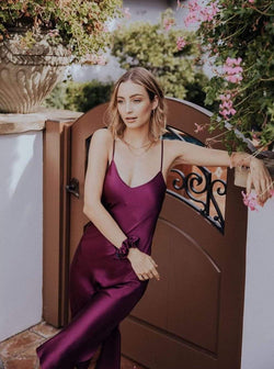 Mulberry Muse#Slip Dress S / Mulberry Muse The Sunday Silk Slip Dress (Adjustable Straps and Built In Bra) lunya morgan lane