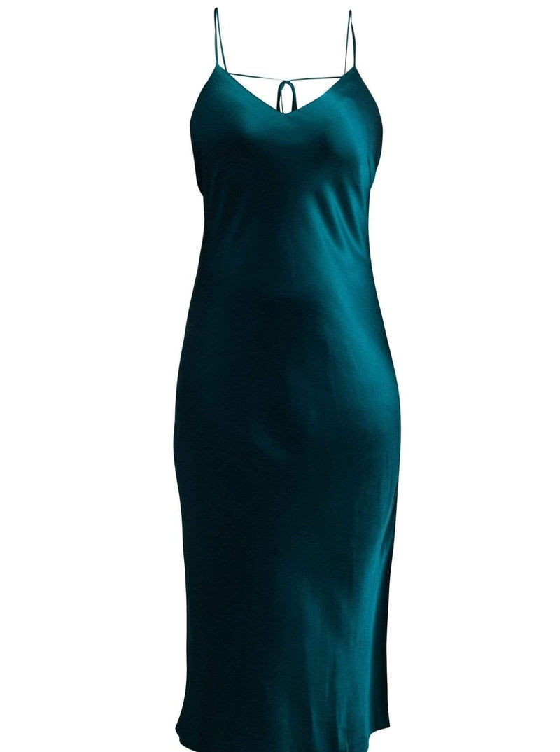 Women's Built-in Bra Midi Slip Dress with Adjustable Straps (S-2XL)