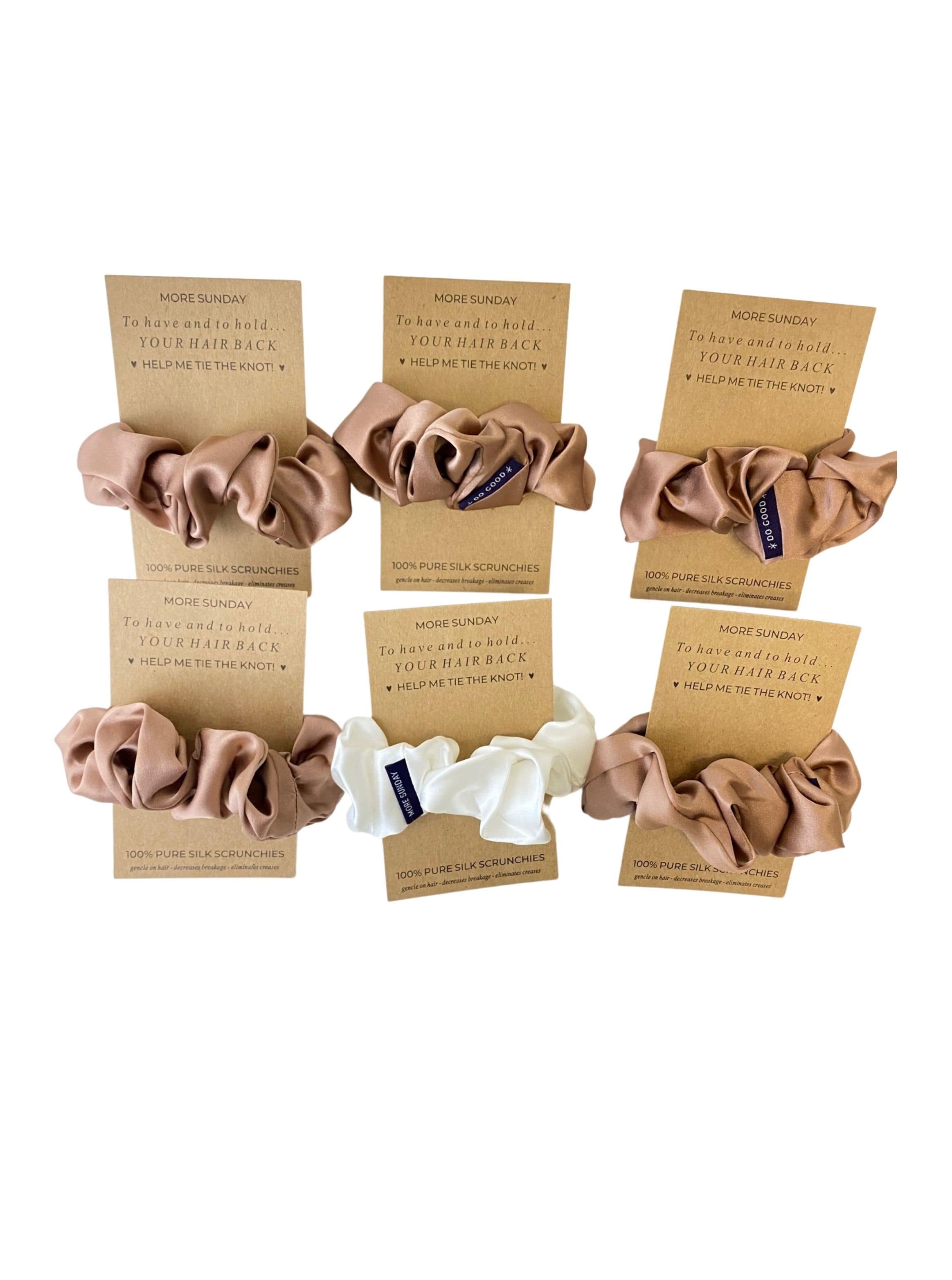 Silk Scrunchie Hair Accessory Look Polished Anytime | More Sunday Sunset Rose Bridal Proposal Silk Scrunchie Sets lunya morgan lane