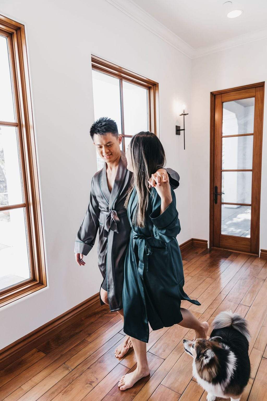 Unisex Silk Midi Smoking Robe- Extended Sizing -Charcoal | MORE SUNDAY Unisex Silk Midi Smoking Robe · Charcoal Grey · Extended Sizing lunya morgan lane