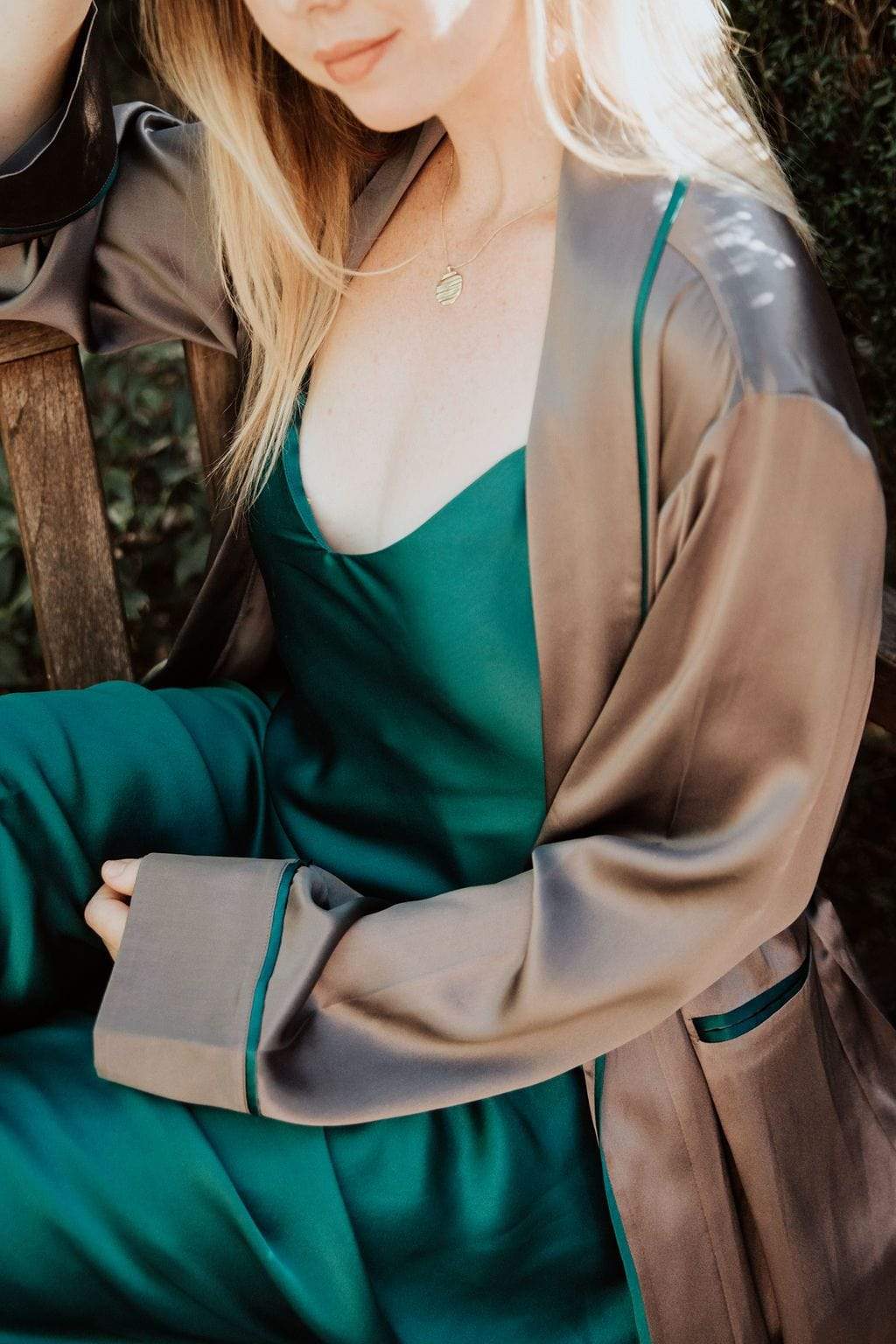 Unisex Silk Midi Smoking Robe- Extended Sizing -Charcoal | MORE SUNDAY Unisex Silk Midi Smoking Robe · Charcoal Grey · Extended Sizing lunya morgan lane