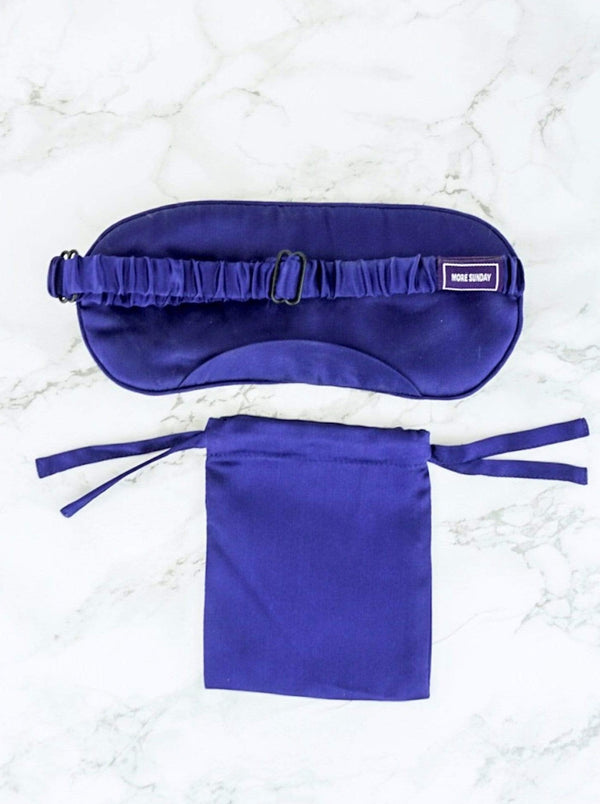 100% Mulberry Silk Sleep Eye Pillow Adjustable Strap | MORE SUNDAY Women's Sleep More Silk Eye Pillow · Royal Blueberry lunya morgan lane