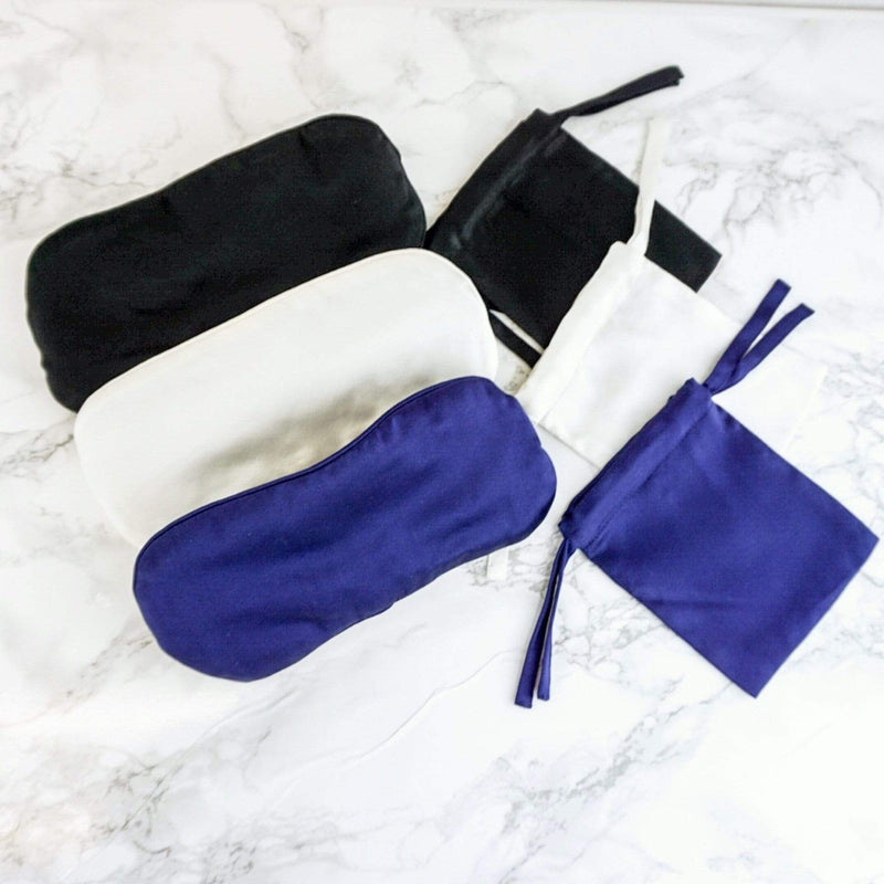 100% Mulberry Silk Sleep Eye Pillow Adjustable Strap | MORE SUNDAY Women's Sleep More Silk Eye Pillow · Royal Blueberry lunya morgan lane