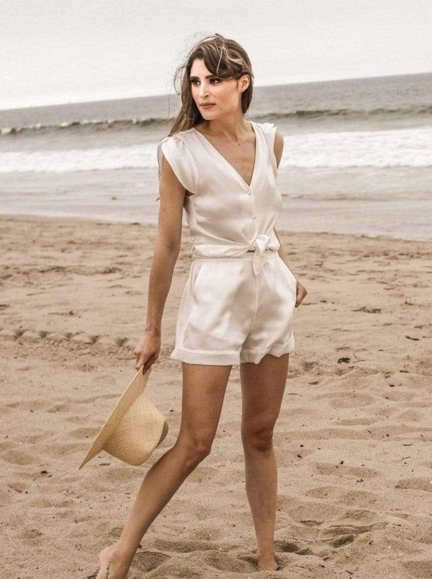 Light Champagne#Washable 100% Mulberry Silk Pajama Set Nº2 | MORE SUNDAY Women's Pajama Set Silk Pajama Set Nº2 lunya morgan lane light-champagne