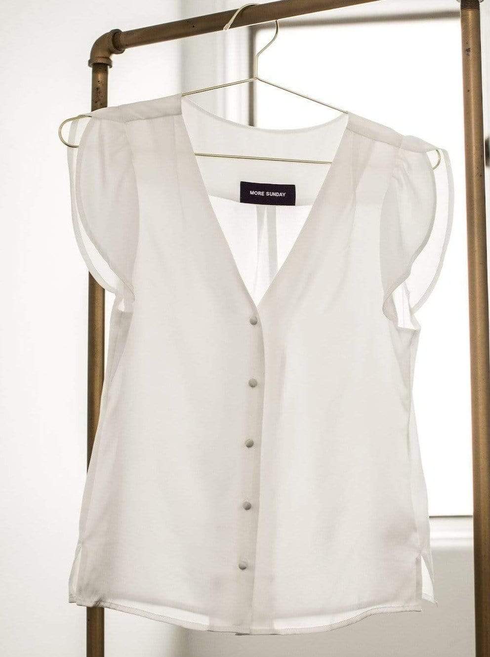 Washable 100% Mulberry Silk Pajama Set Button Up Blouse | MORE SUNDAY Women's Top M Chelsea Silk Button Up Top · Light Champagne lunya morgan lane