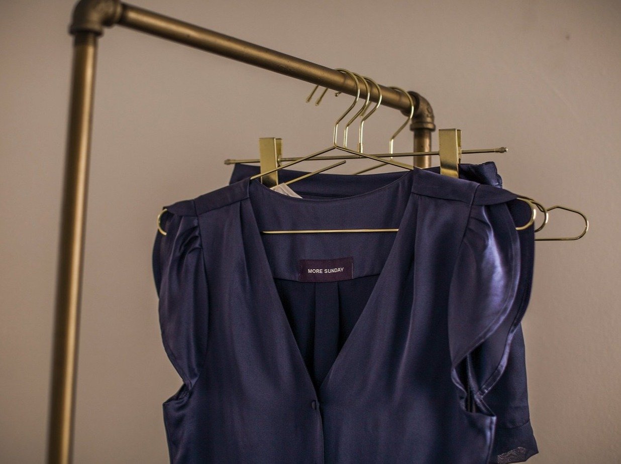 Washable 100% Mulberry Silk Pajama Set Button Up Blouse | MORE SUNDAY Women's Chelsea Silk Button Up Top · Royal Blueberry lunya morgan lane